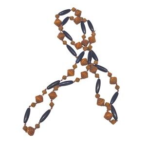 Vintage MAX NEIGER Czech Art Deco Egyptian Revival Orange & Blue Beaded Necklace